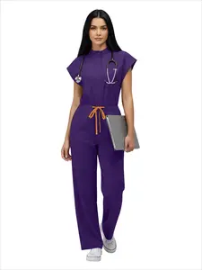 Slim Fitting Elasticity Scrubs Workwear Operating Room Medical Uniforms Nurse Scrubs Jumpsuit Women Solid Color Surgery Clothing
