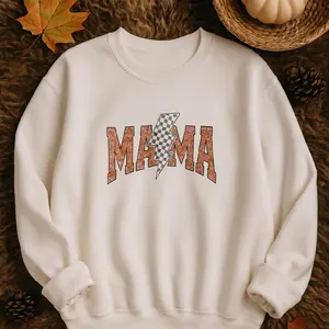 Personalized Mama Checkered Crewneck Sweatshirt, Mom Gift, Custom Family Names, Mother's Day Present, Family Reunion Shirt, Plaid Mom Jumper