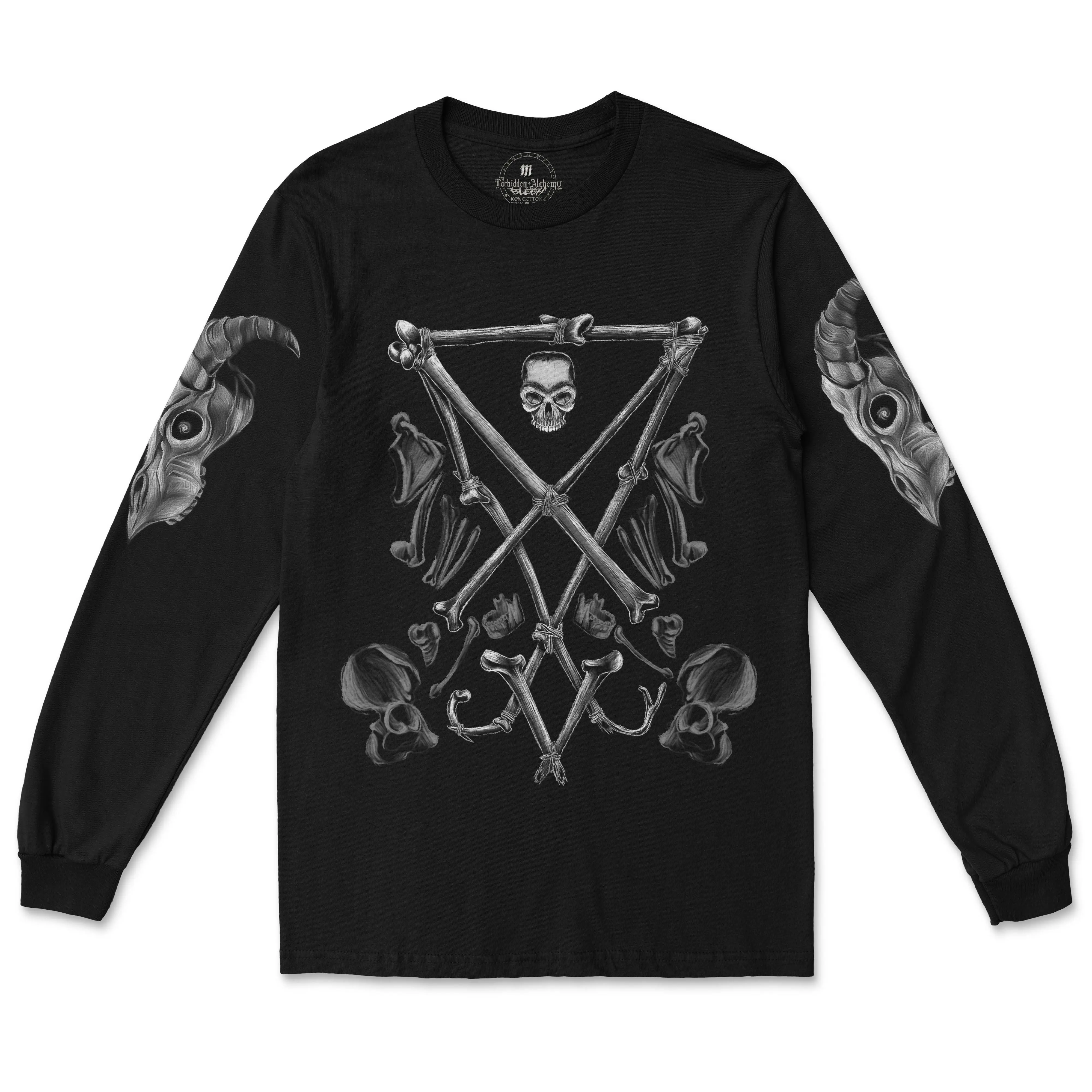 Forbidden Alchemy - Skeletal Sigil - 100% cotton unisex longsleeve Crewneck tshirt