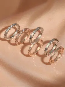 Elegant Women's Ring with Zirconia Inlay, Copper Honeycomb Design Jewelry Accessory, Perfect Gift for All Occasions