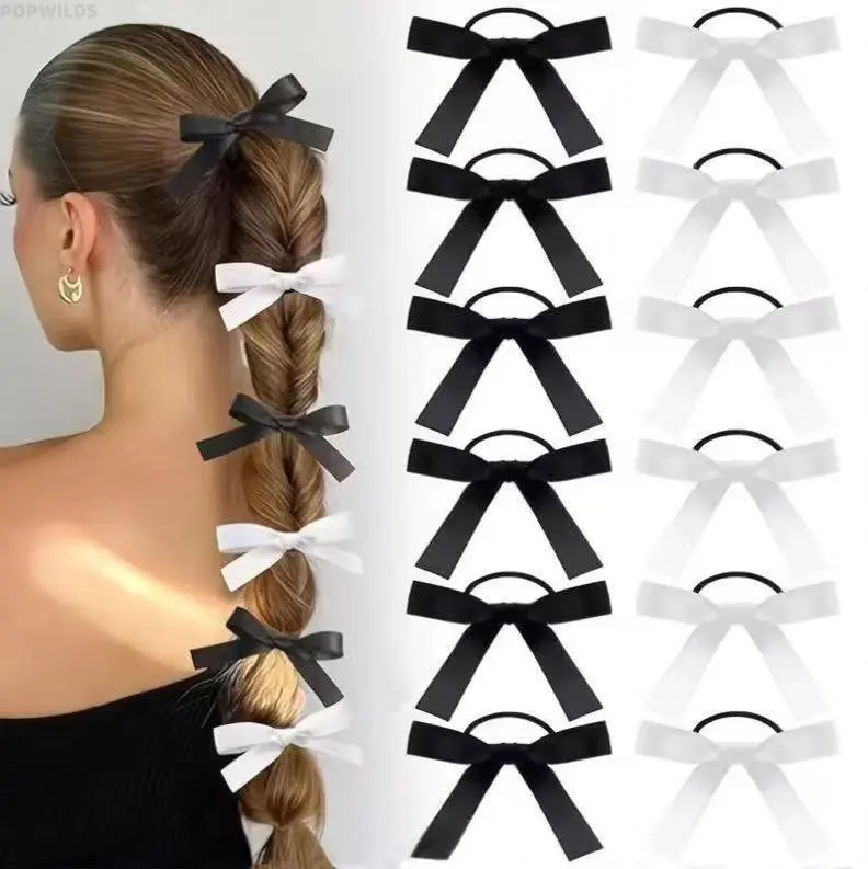 Classic Black & White Bow Headband, Elegant Ribbon Hair Accessory for Women, Versatile Ponytail Holder for Daily Styling, Styling Flexibility, Enhances Hairstyle, Chic, Everyday