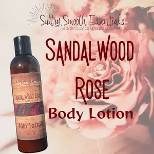 Sandalwood Rose Body Lotion - Jojoba + Avocado oils for all-day hydration, Exquisite Meditative Sensual Sandalwood + vintage rose all