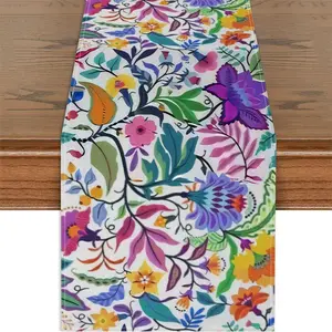 Floral Pattern Table Runner, Durable Decor for Kitchen Dining, Perfect for Indoor Outdoor Family Gatherings, Festive Parties, and Seasonal Celebrations
