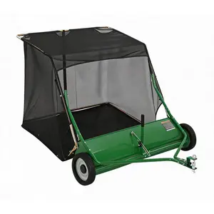 50" Tow Behind Lawn Sweeper, 33 cu.ft. Extra-Large Capacity Pull Behind Grass Sweeper for Riding Mower, Heavy Duty Leaf & Debris Collector with Easy Dump Rope, Universal Hitch for Yard Cleanup