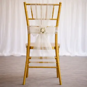 20 Pack Organza Chair Sashes 6"x108" White – Reusable Sheer Wedding Chair Bows