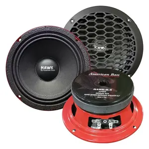 212 MAIN Hawk 6.5 in. 500W Max High Power 4 Ohm Midrange Speaker with Steel Basket, Stamped Grill, Black Finish