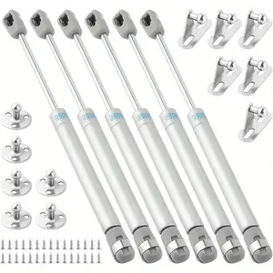 6 Pcs Pneumatic Shock Absorbers, 200N Hydraulic Gas Lift, Silver Smooth Gas Struts, Furniture and Car Gas Struts, Cabinet Door Shock Absorbers and Car Gas Struts