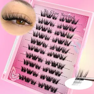 60 Pcs Glue-Free False Eyelashes, Natural Look Cat Eye Lash Clusters, No Adhesive Needed, Perfect for Beginners, Voluminous and Fluffy
