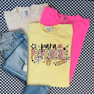 RTS PARA PROFESSIONAL BOW PENCIL FLOWERS PINK DTF DIRECT TO FILM transfers ADULT 9X12  5-D