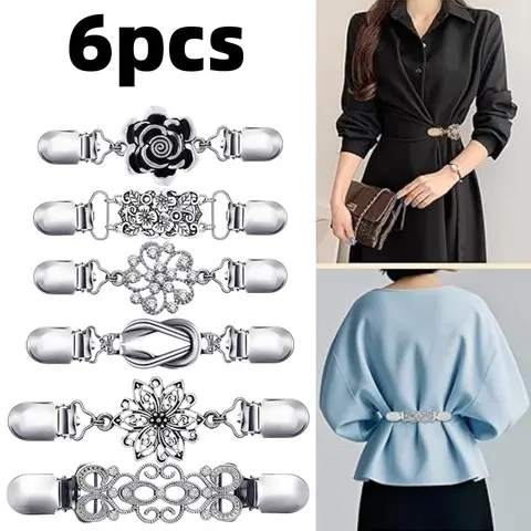 6 Pcs Durable Zinc Alloy Rhinestones Waist Tightener Clips - Vintage 6 Different Designs, Decorating Outfits Shirt Dress Cardigan, Birthday Daily Pant Cincher Brooch, Beauty & Personal Care Makeup Tool