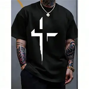 Bold Cross-Print Crew Neck T-Shirt — Lightweight & Breathable Top