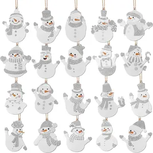 20 count Winter Snowman  Ornaments Metal Tree Ornaments Winter Snowman  Decoration Rustic Farmhouse Tree Decorations for Holiday Celebrations