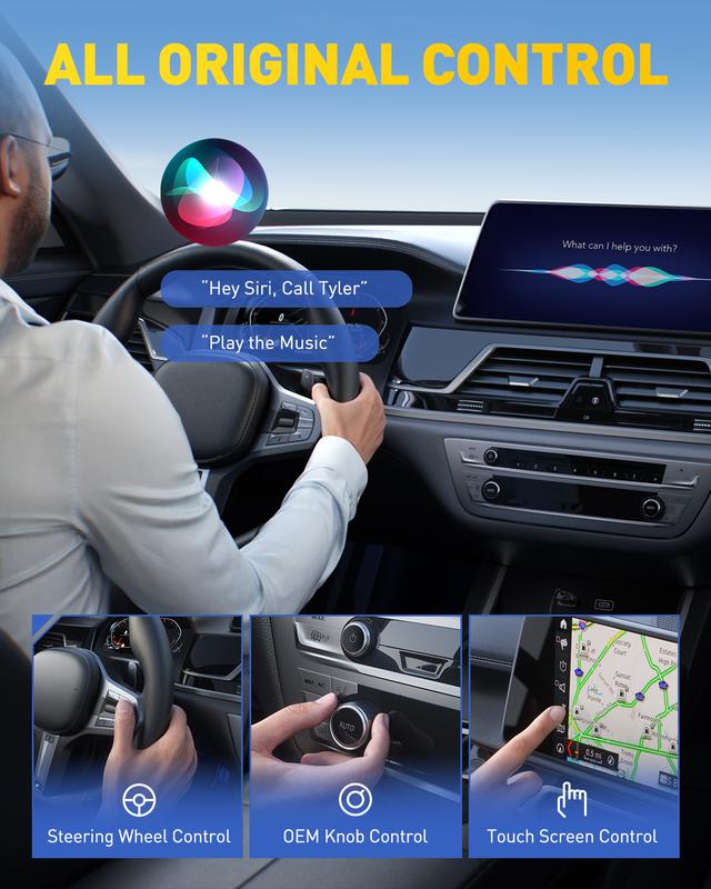 AUXITO 2 in 1 Wireless CarPlay & Android Auto Adapter, Converts OEM Wired CarPlay to Wireless, Plug & Play Seamless Connection for iPhone iOS 12+ & Android 11+, 2025 Upgraded