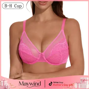 【Maywind】 Minimizer Bras for Women Enchante Full Coverage Underwire Bras Plus Size Lifting FloralLace Brafor Heavy Breast 38DD Size Comfortable Stylish Fit  bra push up bra Mother's Day gift