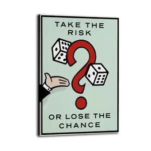 Monopoly Motivational Poster Wall Art  Classic Cartoon Graffiti Canvas Time is Money Poster Home Living Room Office Wall Picture Decor wall set(New Product Launch)