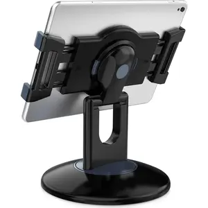 Retail Kiosk iPad Stand, 360? Rotating Commercial POS Tablet Stand, Fits 6"-13" (Screens) iPad mini Pro-Business Swivel Tablet Holder, for Store Office Reception Kitchen Desktop (Black)