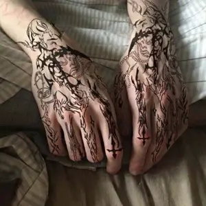 1pc European and American Style Dark Sickle Herb Juice Tattoo Sticker, Gothic Skull Tattoo, Temporary Tattoo Arm Stickers, Long-lasting Waterproof Fake Tattoo Party Gift Y2K, Waterproof Temporary Tattoos