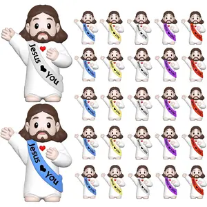 25 Pcs Lively Color Mini Little Jesus Figurines Tiny Statues for Easter Egg Stuffers Hide and Seek Sunday School Religious Party Share