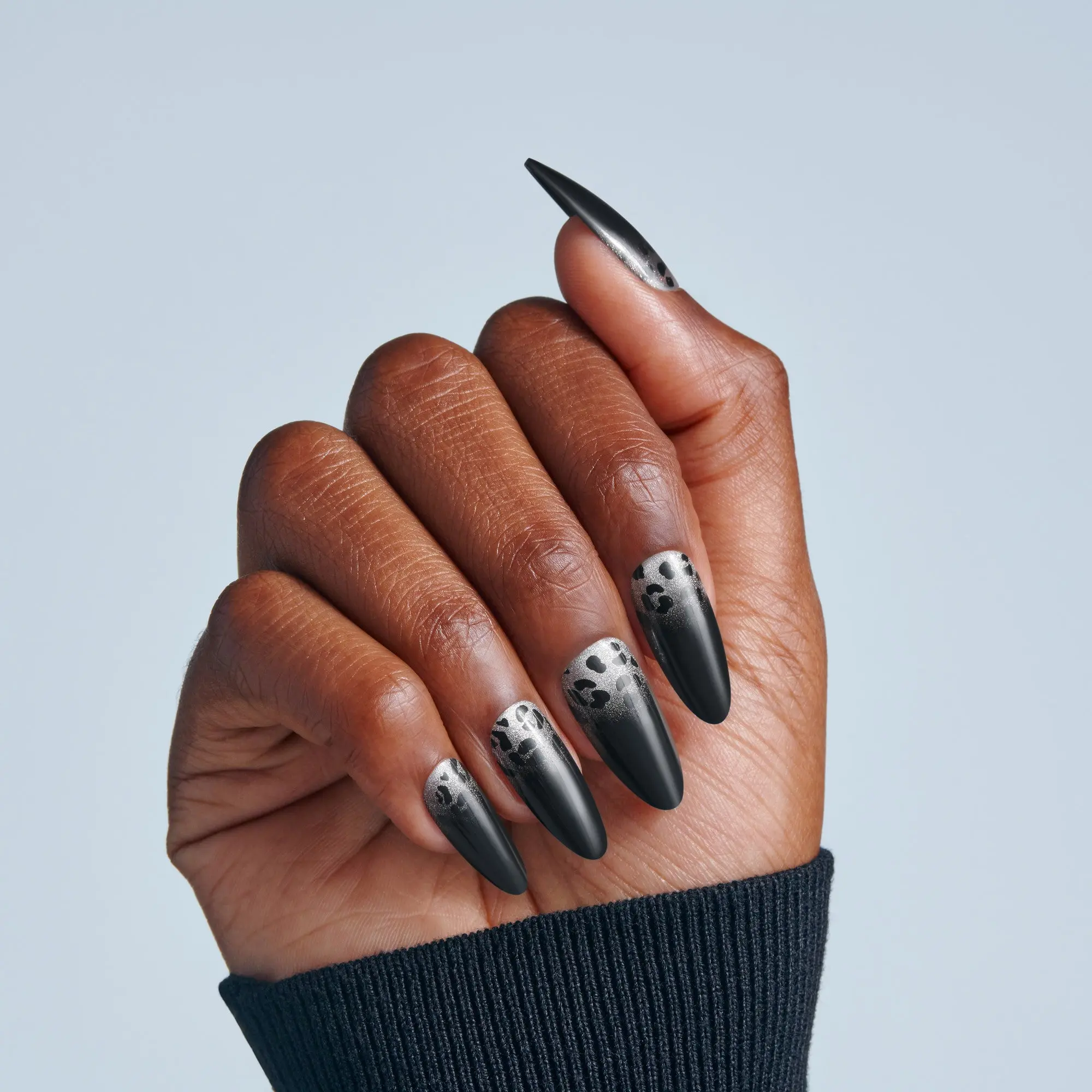Kiss Haunt Halloween Press On Fake Glue Nails - Polish Potion | Design, Black, Long, Almond, Glow In The Dark