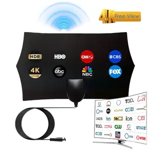 TV Antenna Indoor,Digital TV Antenna Indoor, Antenna for Smart Tv,50 Miles Amplified for 4K 1080P Full HD, More Free Local Channels, Super Thin & Easy Mount with 3M Cable, Multi-Directional