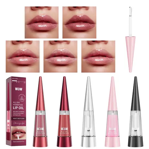 Moisture-Rich Lip Plumper Gloss - 5 Universal Shades, Shiny Finish, Instant Plumping, Long-Lasting Hydration, Targets Dry Lips, Suitable for All Skin Types, Daily Makeup Use