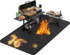 76 52 inches Under Grill Mat for Outdoor Grill/ Fireproof Grill Pad for Fire Pit, Double-Sided Indoor Fireplace Mat Fire Pit Mat, Oil-Proof  BBQ Grill Mats Pad for Deck and Patio Gas Grills