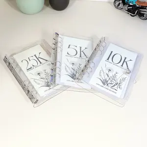 Cross-Border Vertical Cash Challenge Envelopes for Savings, 2.5K 5K 10K Six-Hole PVC Binder for Easy Organization