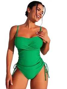 Women’s 3-Piece Olive Green Swimsuit Set – Halter Triangle Bikini Top, Bikini Bottom & Sheer Mesh Maxi Skirt Cover-Up for Beach, Pool & Vacation