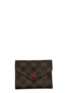 Pre-owned Louis Vuitton COATED CANVAS Small Leather Goods VICTORINE DAMIER EBENE WALLET