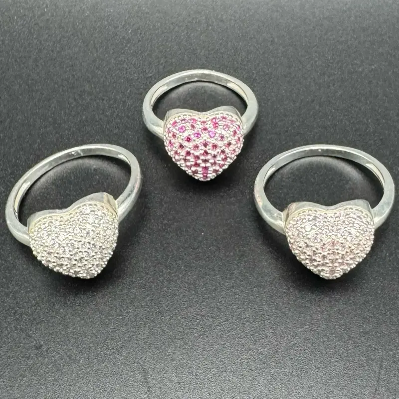 925 Sterling Silver Bubble Heart Rings