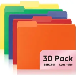 30-Pack Color File Folders, 1/3 Cut Tab, Assorted 5 Colors Letter Size Manilla Folder for School/Office/Classroom