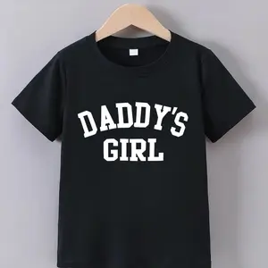 Summer Fashion Girls' Short-Sleeve T-Shirt "Daddy's Girl" Letter Print Casual Top 100% Cotton