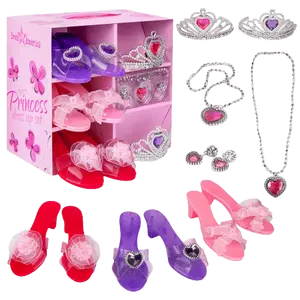 Princess Jewelry, Shoes and Tiara Set For Kids - 3 Pairs of Toddler Dress Up Heels with 2 Tiaras, Necklace & Earrings - Dress-Up Princess Gift for Little Girls - Perfect for Halloween, Theme Party, Pretend Play & School Play -  Cosplay Costume Accessory