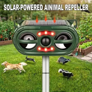 SAIJZEK 2026 Upgraded Solar Animal Repeller - Motion-Activated Ultrasonic Outdoor Pest Deterrent, IP55 Waterproof Humane Control for Garden, yd (Squirrels, Raccoons, Cats, Dogs) Solar Animal repellent