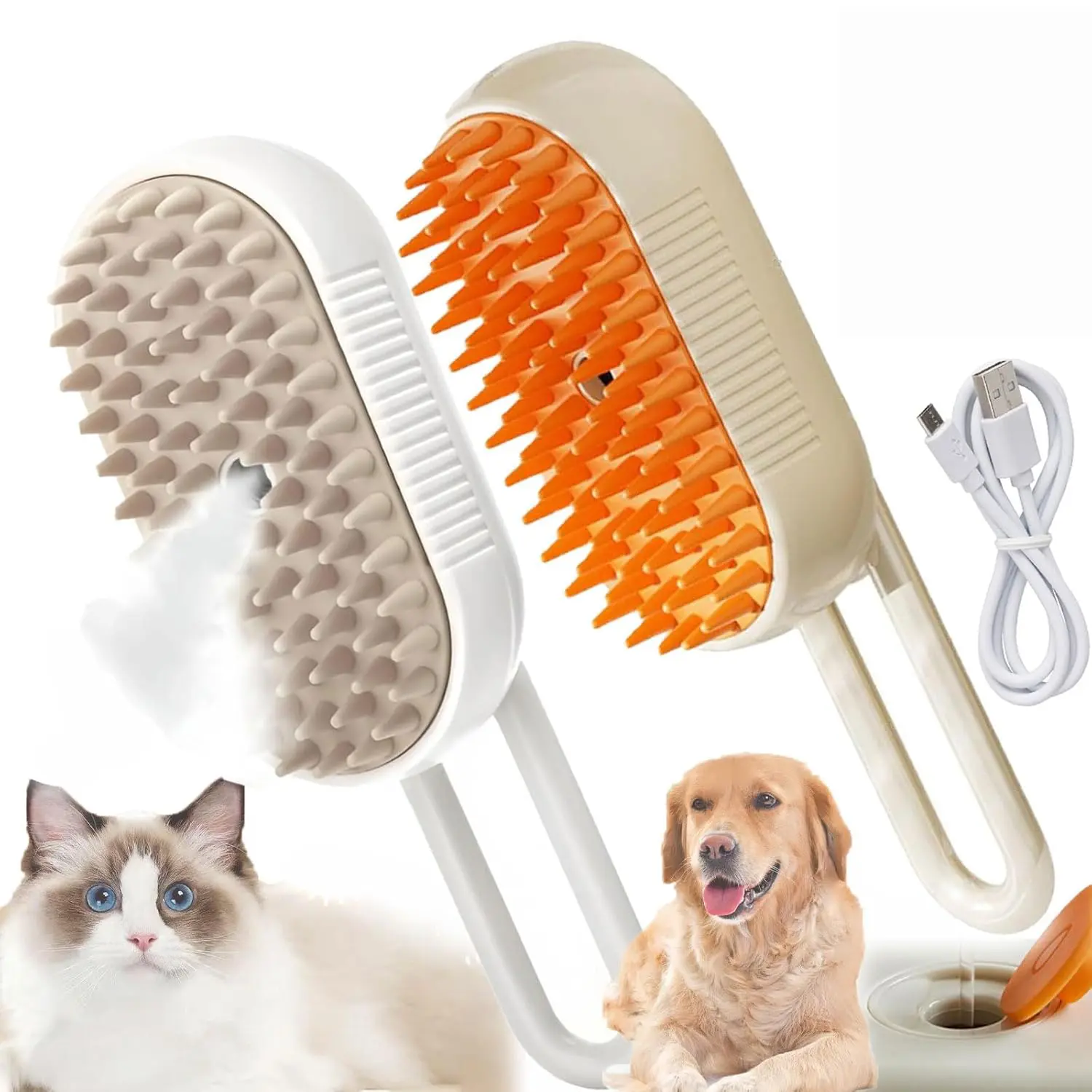 Pet Steam Brush,Cat Dog Hair Remover, Adjustable Pet Hair Remover,Pet Steamy Mist,Steam Pet Brush for Pet Hair 3-IN-1 Steamy Cat Brush Grooming Comb for Dog Steam Brush for Cats Remove Flying Fur Steam Advanced Pet Hair Removal Comb pet pal brush Cleaning