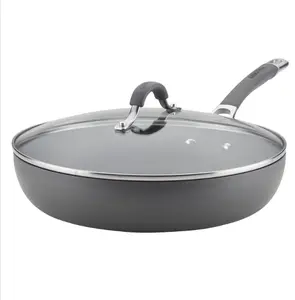 Radiance Deep Hard Anodized Nonstick Frying Pan / Skillet with Lid - 12 Inch Gray, Cookware