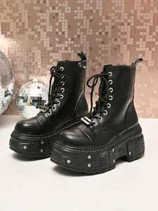 Women's Short Ankle Boots Thick Sole Boot, Fashion Zipper Slip-On Design, Comfortable Lace-Up Closure, Wide Heel Support, Winter Warm Lining, Pull On Boots