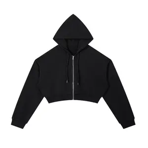 Essential Cropped Zip-Up Hoodie