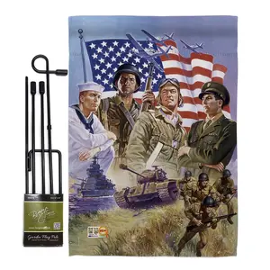 Breeze Decor BD-PA-GS-111072-IP-BO-D-US16-AL Patriotic 13" x 18.5" Double-Sided Vertical Mini Garden Flag Set with Banner Pole, Eco-Friendly Inks, Indoor Use