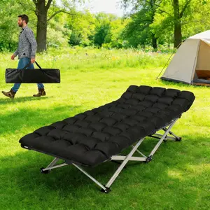 Slendor Folding Camping Cot with Mattress, 75*28" XL Portable Folding  Bed Cot, Outdoor Heavy Duty Cot Bed for Camp with Carry Bag ,Supports 500lbs