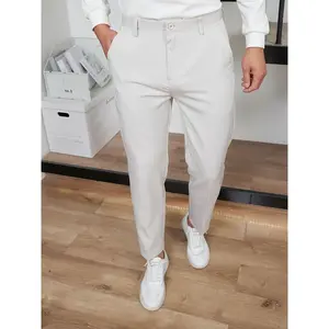 Men's Stylish Dark Gray Casual Dress Pants - Straight Leg, Loose Fit, Polyester Woven Fabric, Elegant Design for Business or Semi-Formal Attire, Semiformal Trousers |   Clean Finish Design |   Polyester Dress Pants