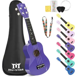 MUSTAR Soprano Ukulele For Beginners - 21 Inch Small Guitar Ukulele for Beginner Ukuleles Kit With Gig Bag, Strap, Picks, Basswood  Ukulele Set