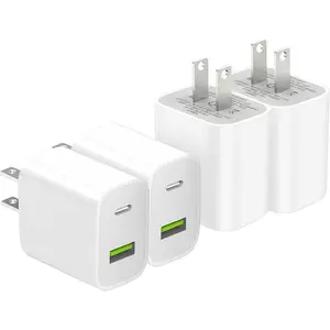 4 Pack USB C Charger Block, Dual Port Type C Wall Charger   20W Power Adapter Cube for  14/14 Pro/14 Pro Max/14 Plus/13/12/11, XS/XR/X, iPad, ,