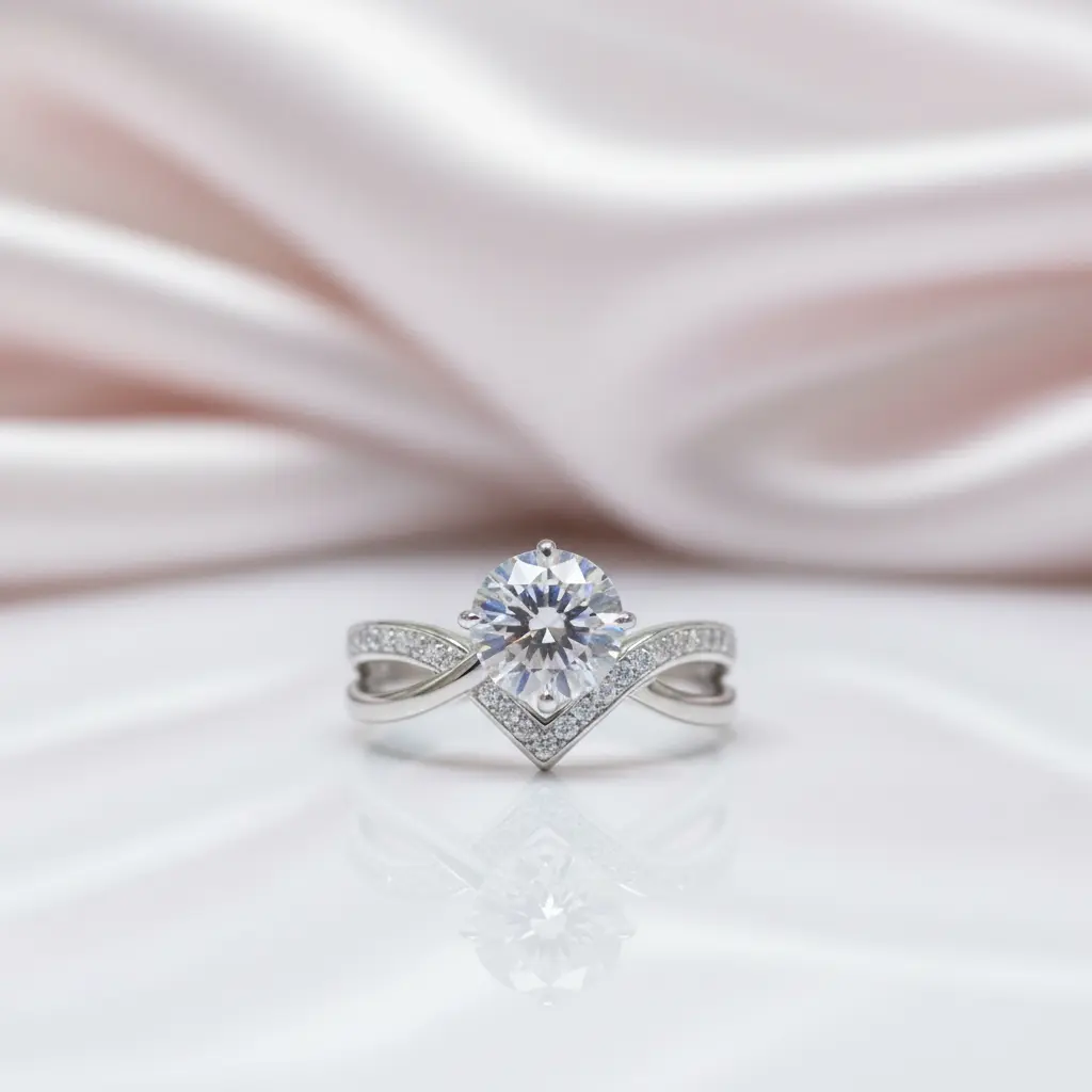 1.0 Ct Round Cut Diamond Option VVS1 Four Claws Engagement Ring
