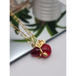 Daily Necklace: 18-Inch Carnelian Pendant - Stylish Lucky Bag Shape - Gift for Her