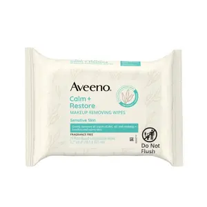 Aveeno Calm + Restore Makeup Remover Wipes, 25 Count