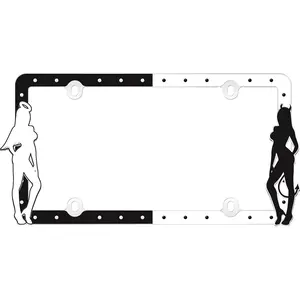 19000 Angel & Devil License Plate Frame, Black/White