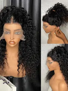 Fashionable Natural Super Soft 24-Inch 180% Density 13x4 Front Lace Wig, Super Curl Pre-Plucked Daily Use, Heat Resistant Curly Hair, Lace Front Wigs, HD Lace Wig