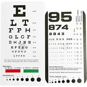 2-Pack Pocket Snellen and Rosenbaum Eye Charts Compact Portable Vision Testing Tools for 6-Foot Distance Eye Exams