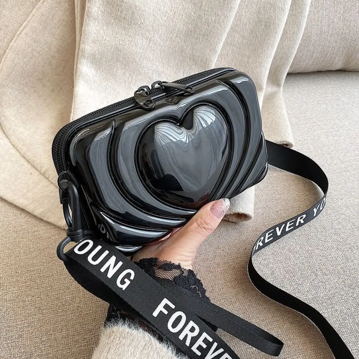 ALIKPOP Men's Hard Shell Clear Crossbody Bag - Stadium-Approved Transparent PVC Waterproof Sling Bag with Adjustable Strap for Concerts, Daily Use